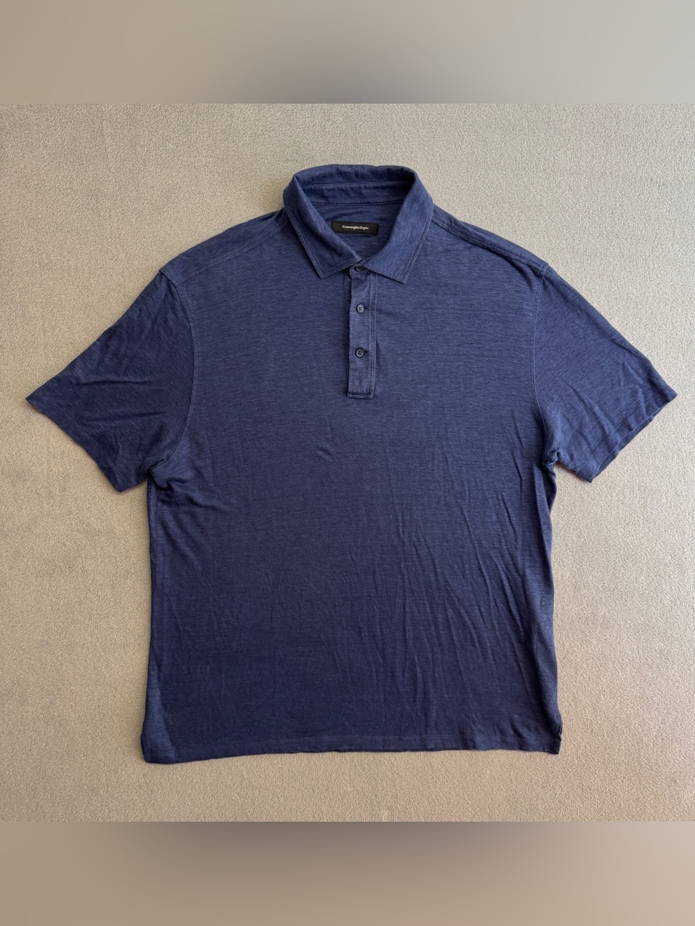 Ermenegildo Zegna Polo Shirt Large Men's 100% Linen Short Sleeve Blue Preppy